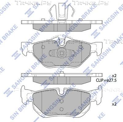 Тормозные колодки Sangsin Hi-Q задние для BMW X1 I (E84) 2009-2015. Артикул SP2158