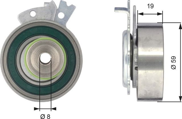 Натяжной ролик (натяжитель) ремня ГРМ Gates PowerGrip® для Daewoo Lanos 1997-2005. Артикул T43038