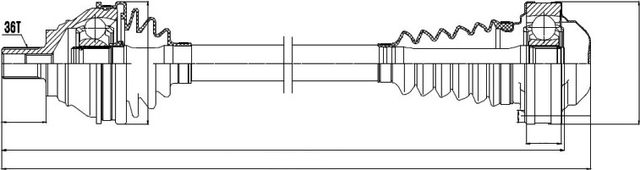 Полуось (привод в сборе, приводной вал) NTY передняя правая/левая для Audi S3 II (8P) 2007-2013. Артикул NPW-VW-032