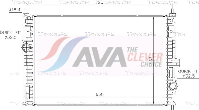 Радиатор охлаждения двигателя AVA ** CLEVER FIT **. Артикул PE2438