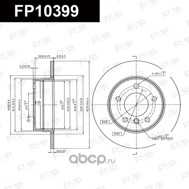 FP10399 ДИСК ТОРМОЗНОЙ (FAP). Артикул FP10399