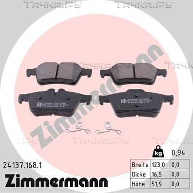 Тормозные колодки Zimmermann задние для Ford Focus III 2010-2019. Артикул 24137.168.1