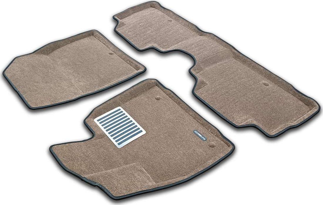 Коврики текстильные Euromat 3D Lux для салона Hyundai Palisade 2021-2026 Коричневые. Артикул EM3D-002713R