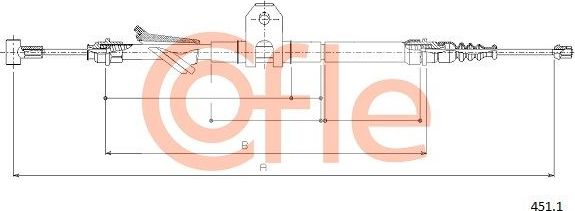 Трос ручника (тросик ручного тормоза) Cofle задний правый для Lancia Kappa 1994-2001. Артикул 92.451.1
