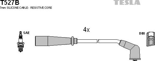Высоковольтные провода (провода зажигания) (комплект) Tesla. Артикул T527B