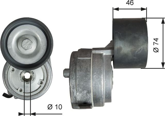 Натяжной ролик (натяжитель) приводного клинового зубчатого ремня Gates (Металл). Артикул T38714