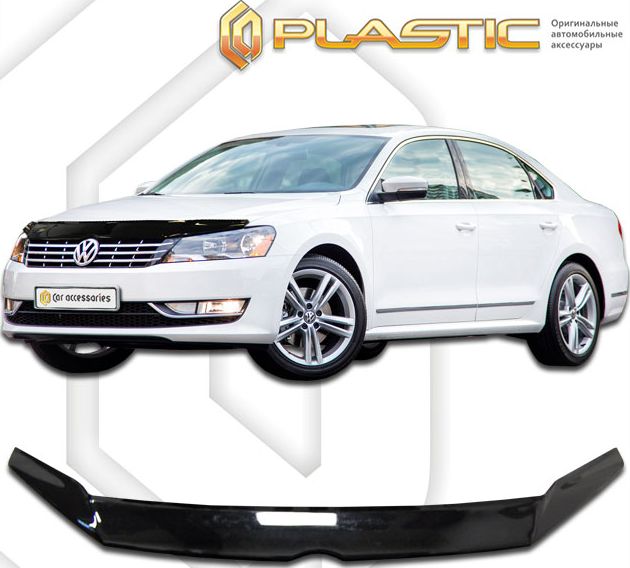 Дефлектор СА Пластик для капота (Classic черный) Volkswagen Passat седан B7 2011-2026. Артикул 2010010106652