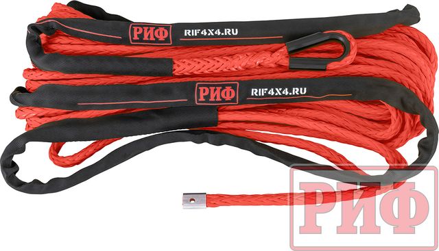 Трос синтетический РИФ для лебёдки 10 мм/26 м, красный (готовый). Артикул SR10RD
