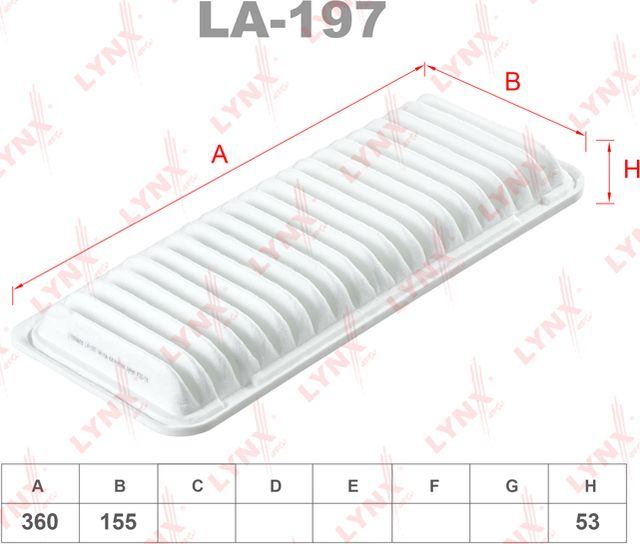 Воздушный фильтр LYNXauto. Артикул LA-197