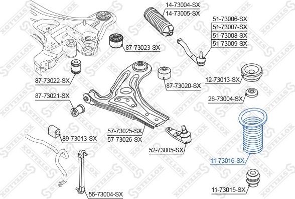 Пыльник амортизатора (стойки) Stellox. Артикул 11-73016-SX