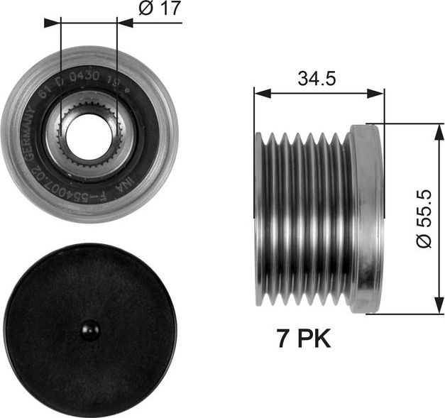 Натяжной ролик (натяжитель) приводного поликлинового ремня Gates DriveAlign®. Артикул T39174