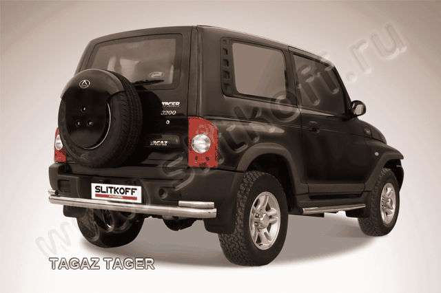 Защита Slitkoff заднего бампера d76/42 двойная для ТагАЗ Tager 3-дв. 2008-2026. Артикул TAT012