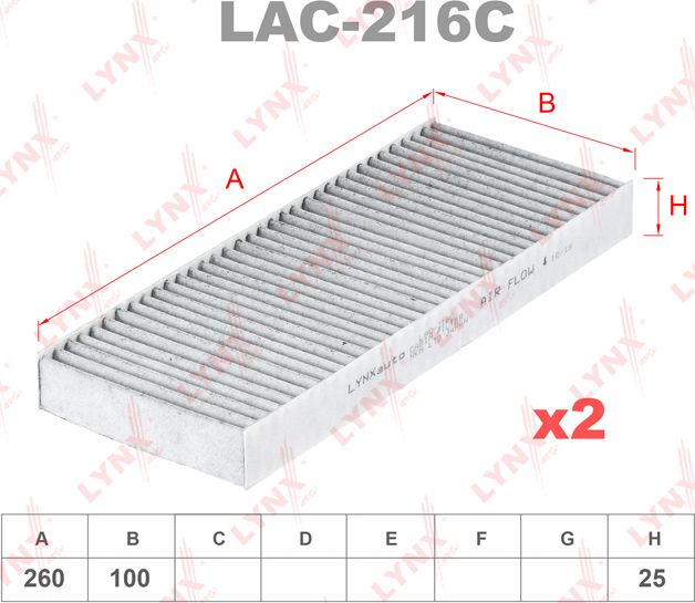 Салонный фильтр LYNXauto. Артикул LAC-216C