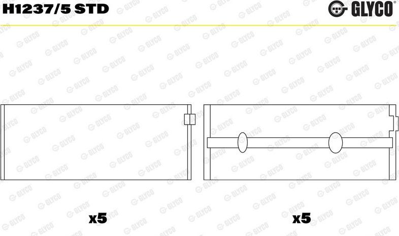 Вкладыши коренные Glyco для Toyota HiAce H200 2008-2019. Артикул H1237/5 STD