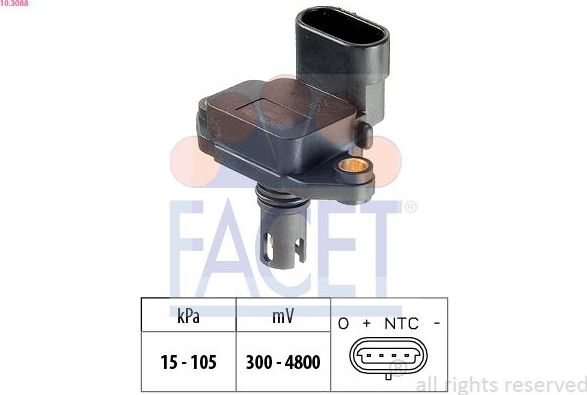 Датчик абсолютного давления (ДАД, MAP) Facet Made in Italy - OE Equivalent. Артикул 10.3088