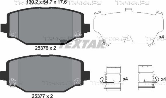 Тормозные колодки Textar для Lancia Voyager 2011-2014. Артикул 2537601