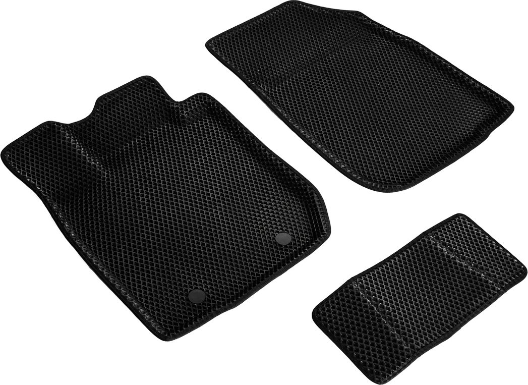 Коврики Seintex 3D EVA Ромб (перед. ряд) для салона Lada Largus 2012-2026 ЧЕРНЫЕ. Артикул 98207