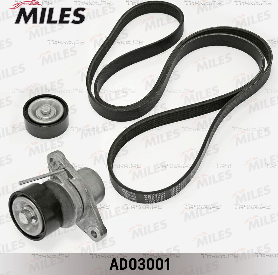 Приводной ремень поликлиновой с роликами (комплект) Miles. Артикул AD03001