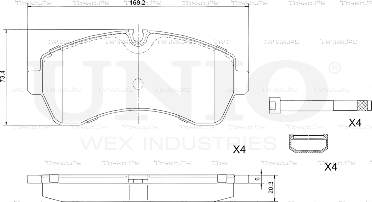 Колодки тормозные дисковые, комплект (Unio). Артикул BRP-20325
