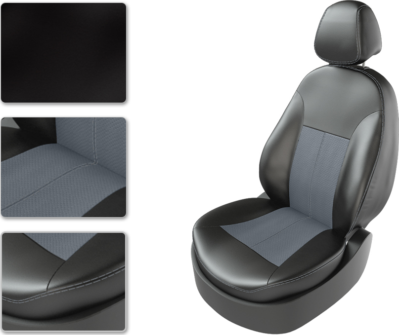 Чехлы CarFashion Classic на сидения для Citroen C3 Picasso хэтчбек 2008-2015, цвет Черный/Серый/Серый. Артикул 14058644