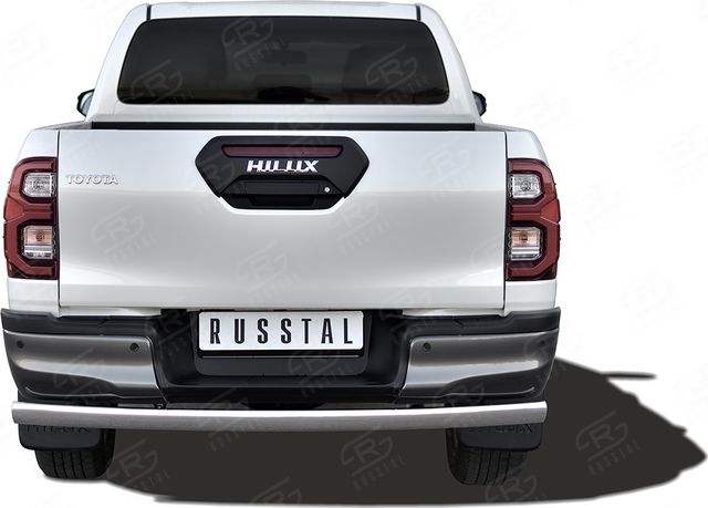 Защита RusStal заднего бампера d75х42 дуга для Toyota Hilux VIII Black Onyx 2020-2026. Артикул THBOZ-003517