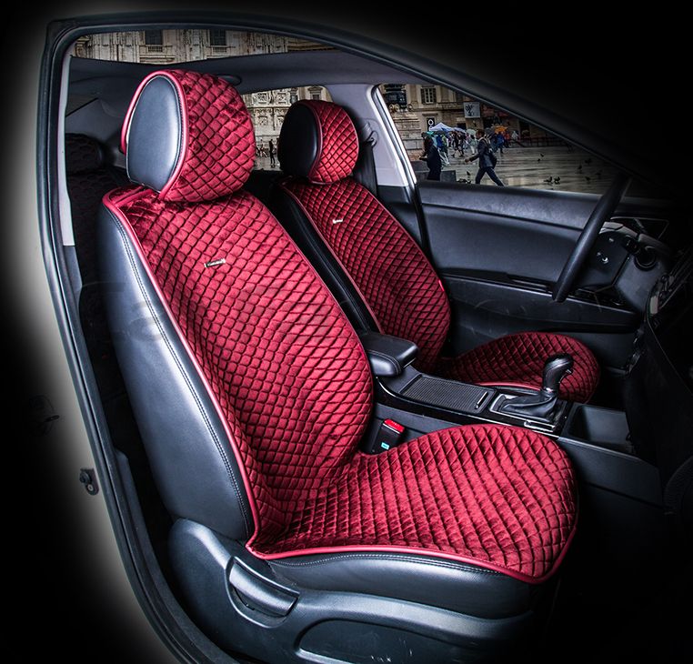 Накидки универсальные CarFashion City на передние сидения авто, цвет Бордовый/Бордовый. Артикул 21454