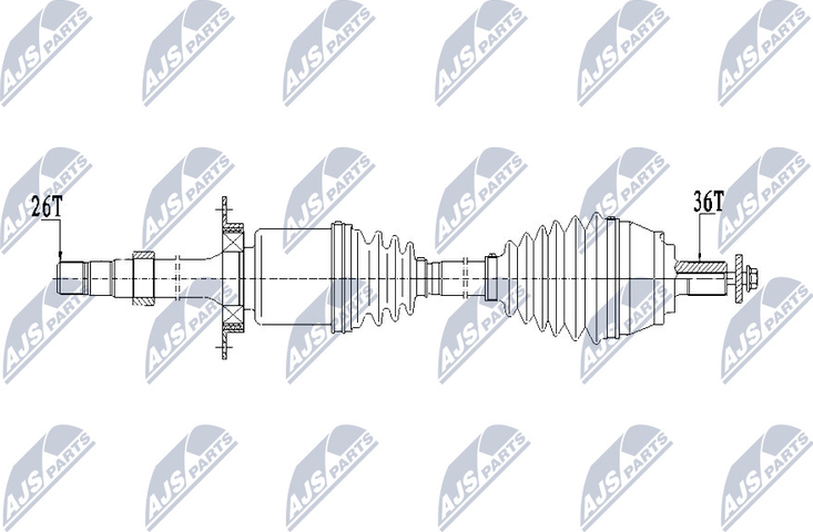 Полуось (привод в сборе, приводной вал) NTY. Артикул NPW-VV-133