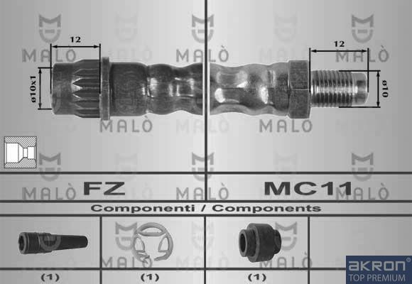 Тормозной шланг Malò задний для Peugeot 406 I 2001-2004. Артикул 80205