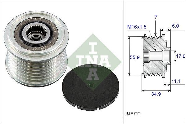 Муфта генератора обгонная Ina. Артикул 535 0083 10