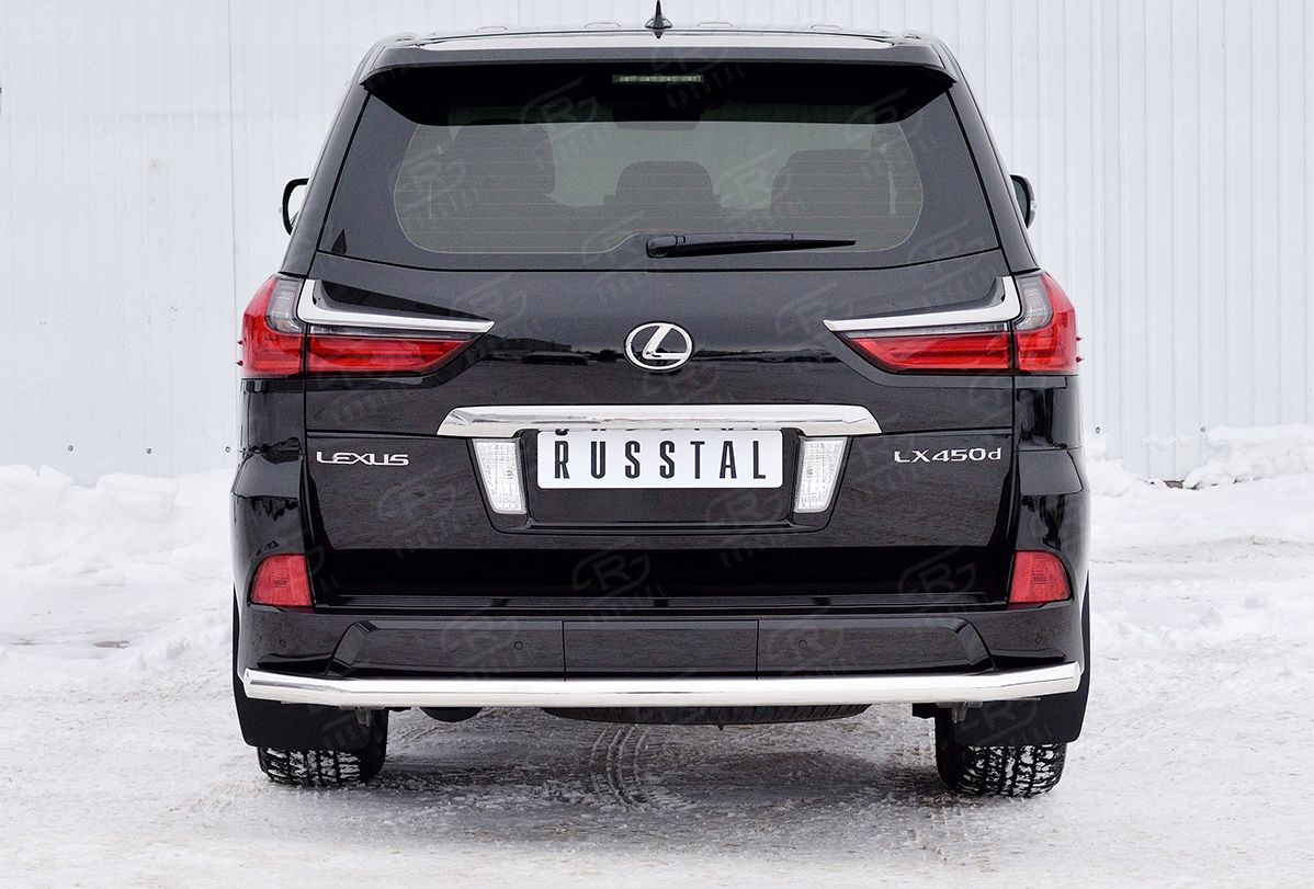 Защита RusStal заднего бампера d63 секции для Lexus LX450d III 2-й рестайлинг 2015-2026 (кроме F-Sport). Артикул LLX4Z-002523