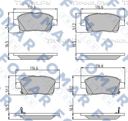 Тормозные колодки Fomar передние для Toyota Corolla E120, E130 2001-2007. Артикул FO 892181