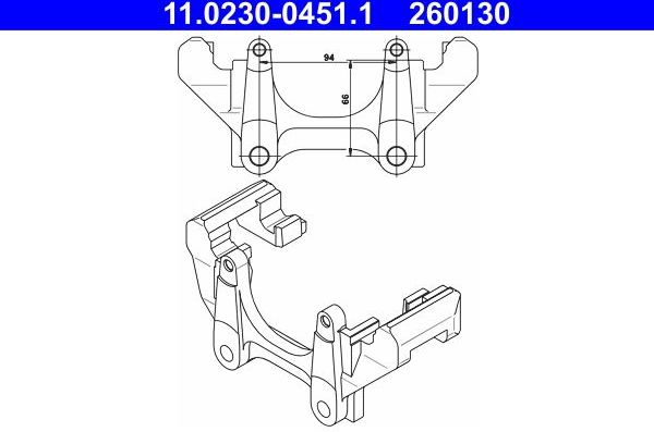 Скоба тормозного суппорта ATE передняя для Audi TT I (8N) 1998-2006. Артикул 11.0230-0451.1