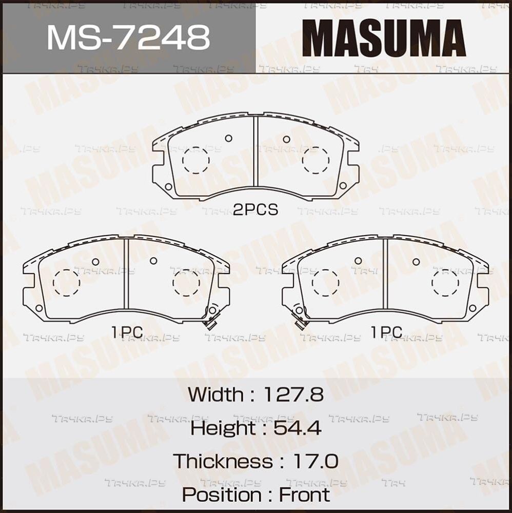 Тормозные колодки Masuma передние для Subaru Legacy II 1994-1999. Артикул MS-7248