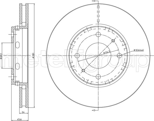 Тормозной диск Metelli. Артикул 23-0467C