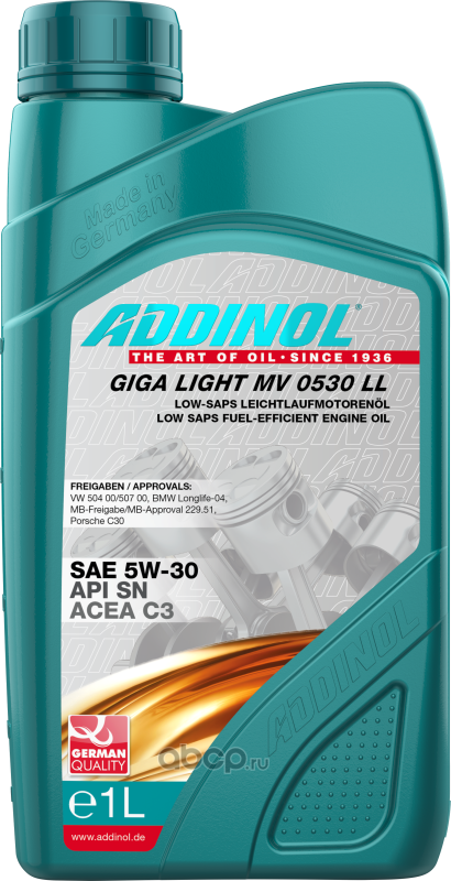ADDINOL GIGA LIGHT MV 5W30 LL 1л. Артикул 4014766072573