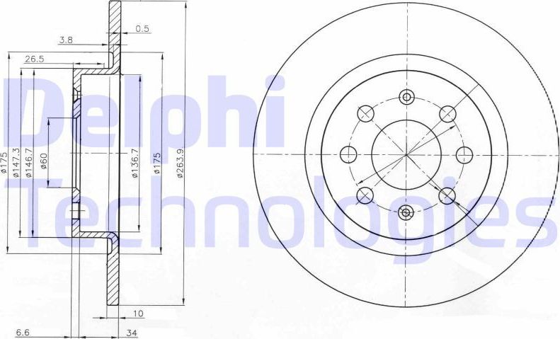 Тормозной диск Delphi. Артикул BG3945