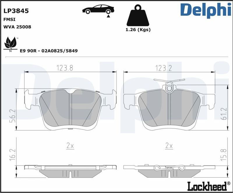 Тормозные колодки Delphi (Low-Metallic). Артикул LP3845