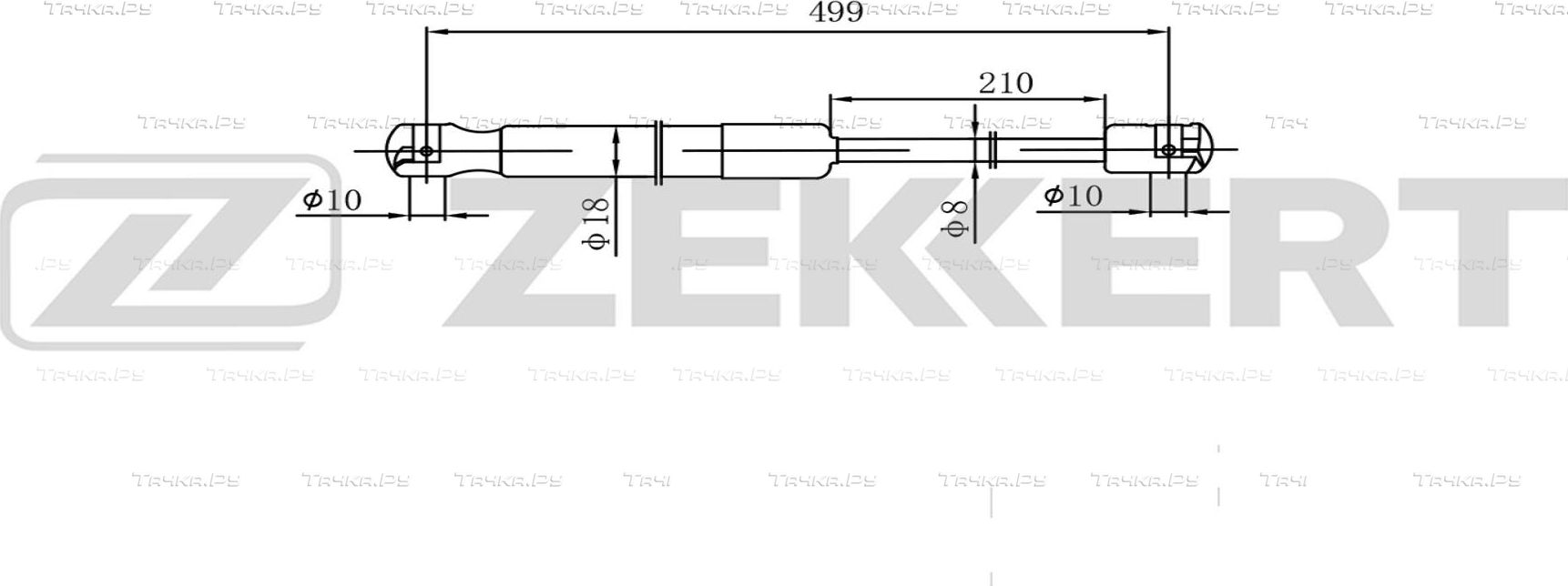 Амортизатор (упор) багажника Zekkert правый для Audi A4 IV (B8) 2007-2015. Артикул GF-2610