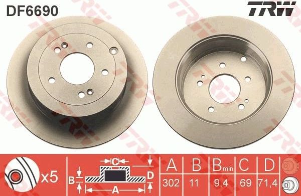 Тормозной диск TRW. Артикул DF6690