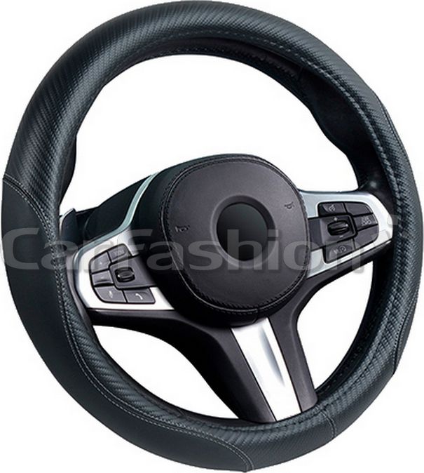 Оплётка на руль CarFashion Magnum (размер M, экокожа, цвет ЧЕРНЫЙ/ЧЕРНЫЙ/СЕРЫЙ). Артикул 31637