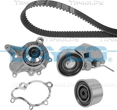 Помпа (водяной насос) с комплектом ремня ГРМ Dayco для Kia Ceed I 2007-2012. Артикул KTBWP9661