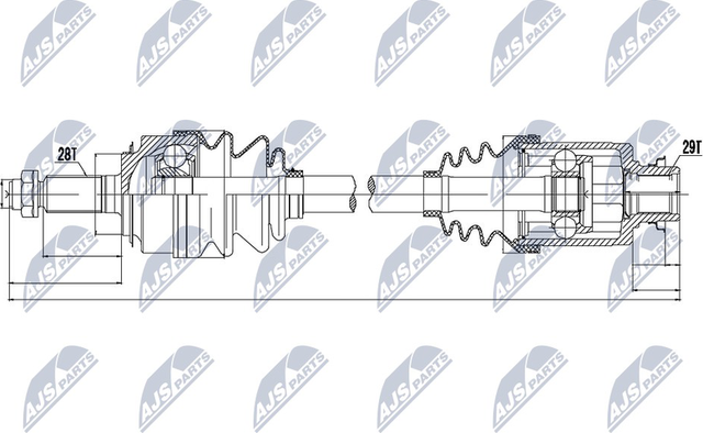Полуось (привод в сборе, приводной вал) NTY передняя левая для Honda CR-V II 2001-2007. Артикул NPW-HD-042