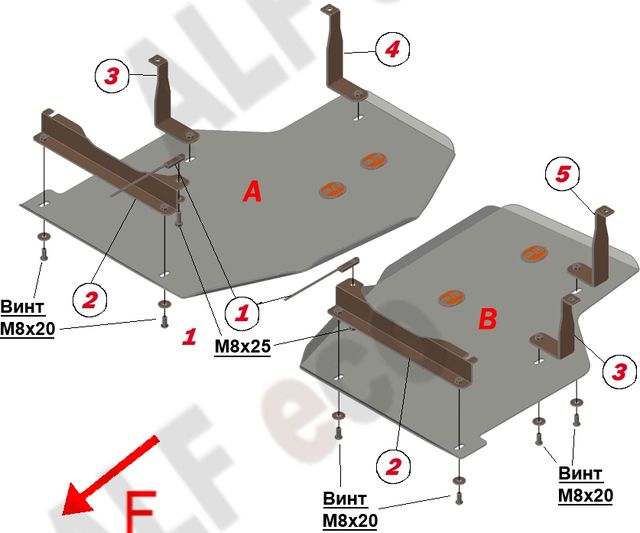 Защита алюминиевая Alfeco для топливного бака Opel Mokka 4WD 2012-2026. Артикул ALF.16.14al