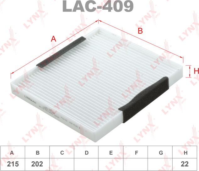 Салонный фильтр LYNXauto. Артикул LAC-409