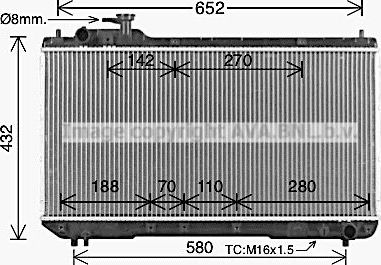 Радиатор охлаждения двигателя AVA для Toyota RAV4 I (XA10) 1997-2000. Артикул TO2297