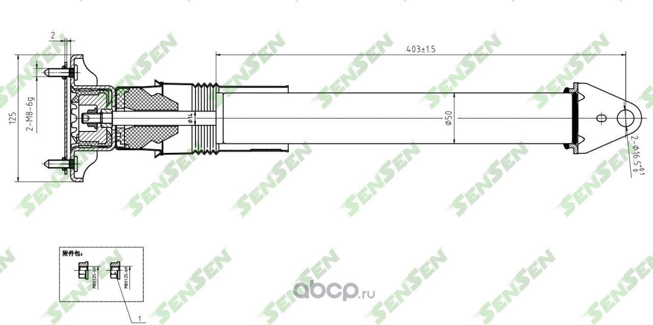 Пневмоамортизатор задний L=R MB M-Class(W164) GL-Class(X164) 2005/07- 2006/09- W (Sensen). Артикул SAR027