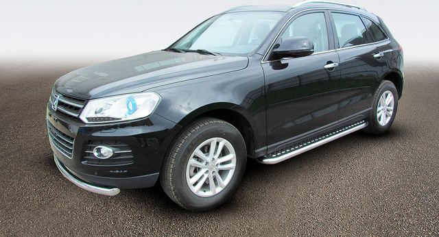 Пороги Slitkoff d57 с листом для Zotye T600 2015-2026. Артикул ZOT-004