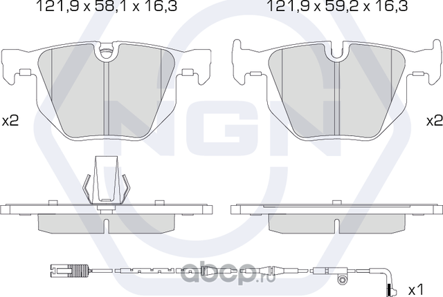 Колодки тормозные керамические, задние (NGN). Артикул 3501556