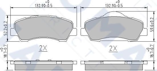 Тормозные колодки Fomar передние для Citroen C4 Cactus I 2014-2026. Артикул FO 251381