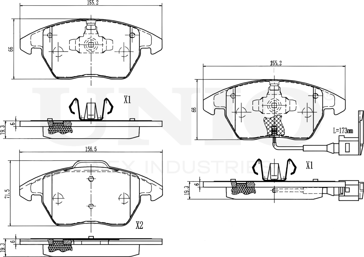 Колодки тормозные дисковые, комплект (Unio). Артикул BRP-20066